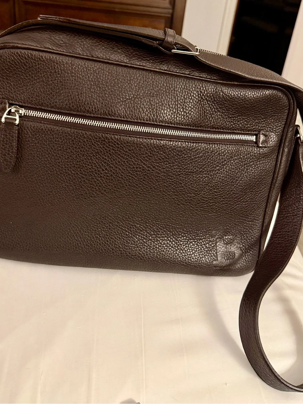 BALLY Italy Dark Brown Leather Crossbody Messenger Bag